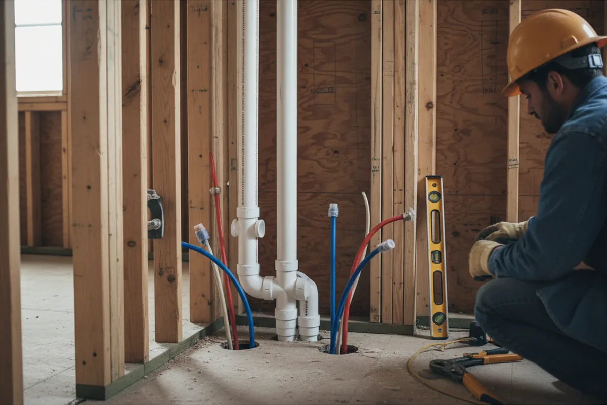 Drain and supply rough-in during Leak Detection in Jefferson